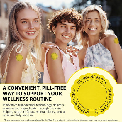 Dopamine Patches, 30 Vegan Mood Support Patches to Promote Emotional Balance, Improve Well-Being & Help You Keep Focused, Happy & Sharp, Natural Dopamine Patches for Men Women